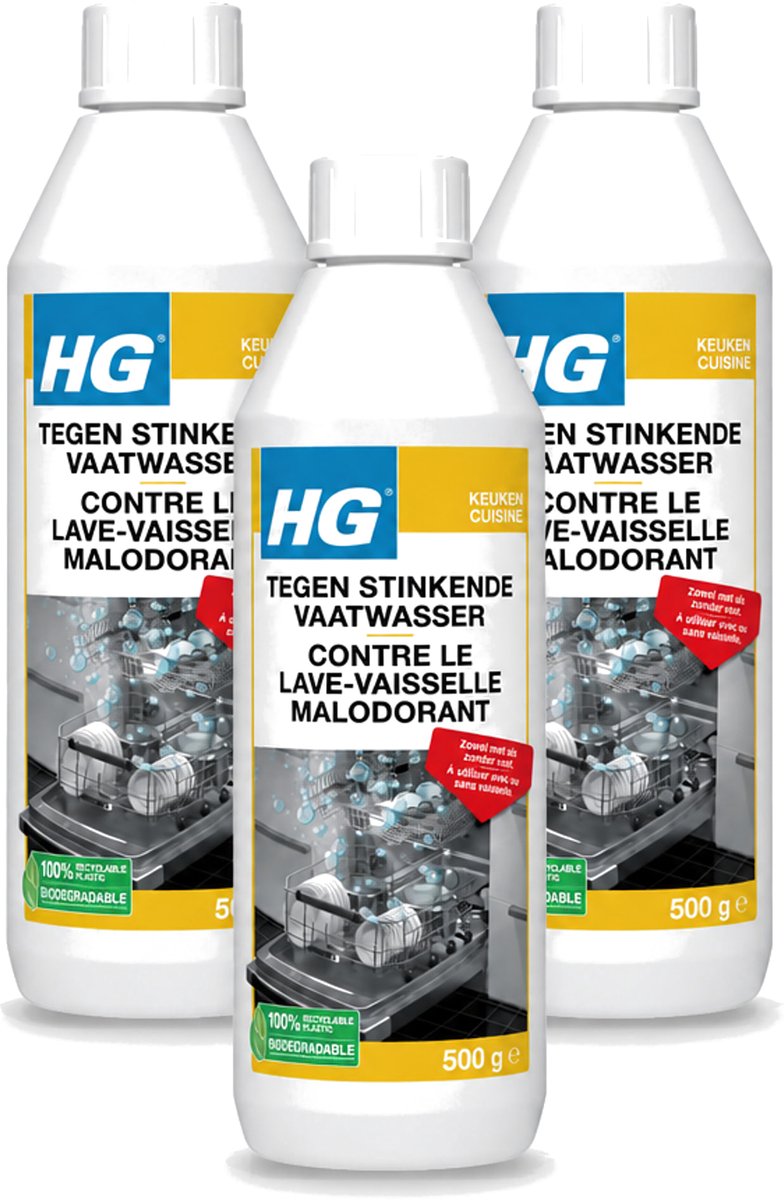 3 x HG - Tegen Stinkende Vaatwasser - Met & Zonder Vaat - 12 Behandelingen - Bulkverpakking - 3 stuks