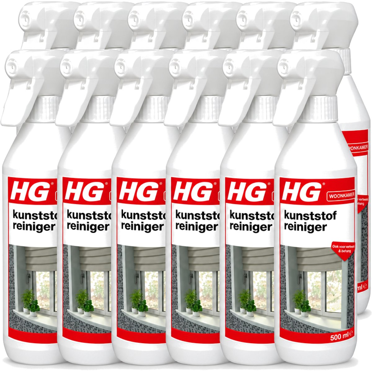 12 x HG - Kunststofreiniger Spray - Ook Voor Verfwerk & Behang - 500 ml - Voordeelverpakking - 12 stuks