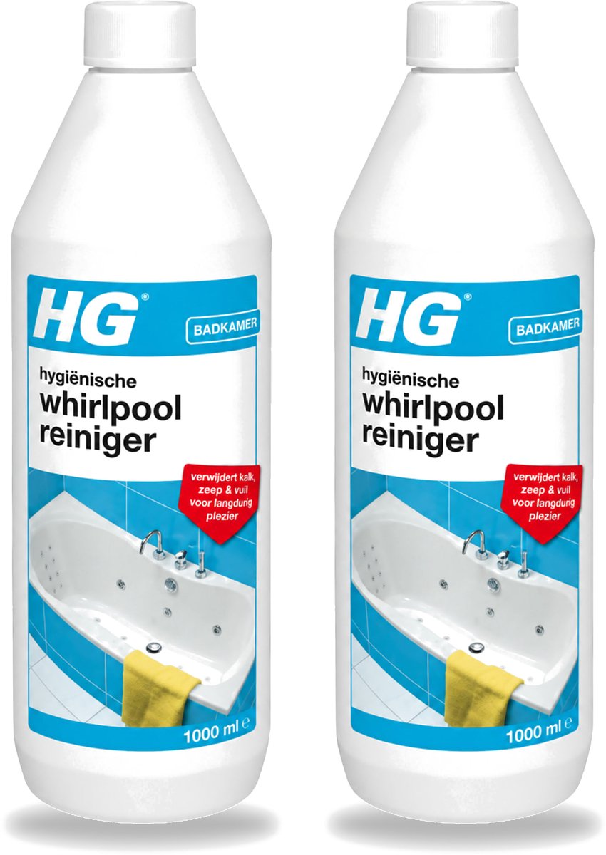 2 x HG - Badkamer - Hygiënische Whirlpoolreiniger - Verwijdert Kalk, Zeep & Vuil - 1L - Voordeelverpakking - 2 stuks