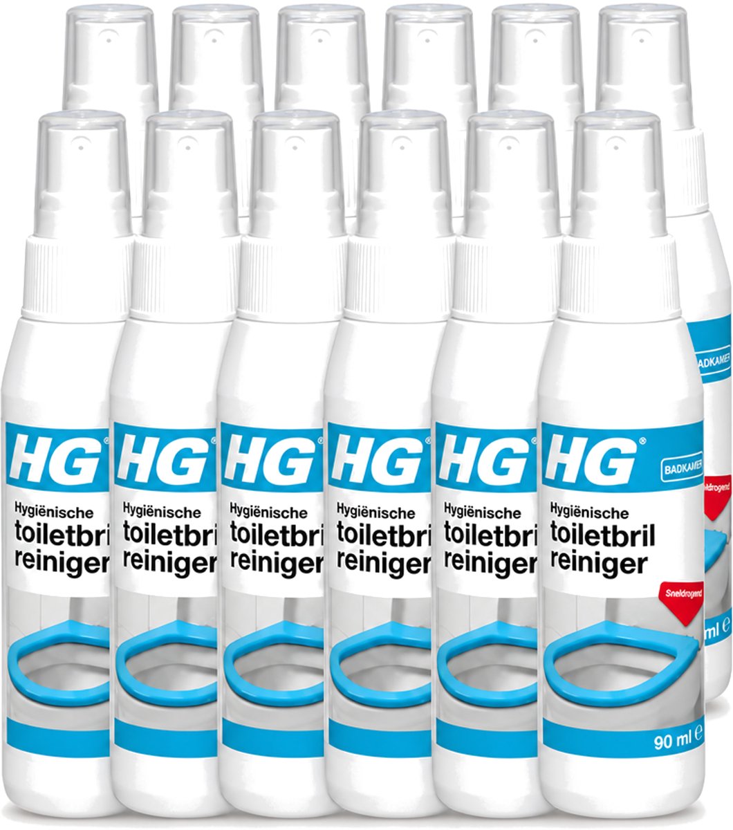 12 x HG - Badkamer - Hygiënische Toiletbrilreiniger - Sneldrogend - 90 ml - Voordeelverpakking - 12 stuks