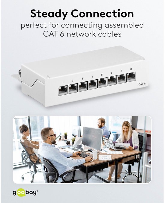 CAT 6 mini/desktop patchpaneel, 8-poorts (1 U) van Merkloos — afbeelding 3