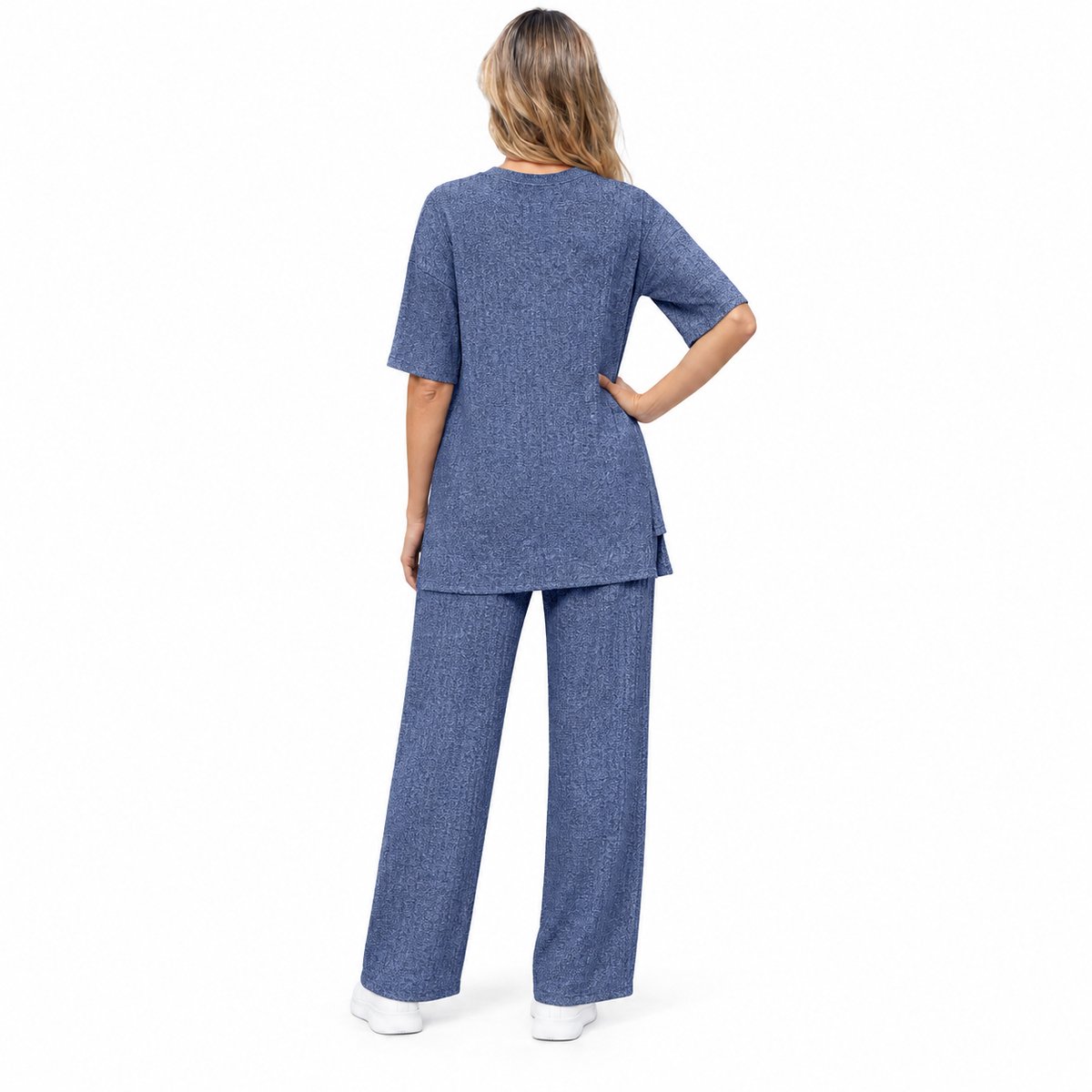 Imily Bela Dames Tweedelige Set met T-shirt en Wijde Broek