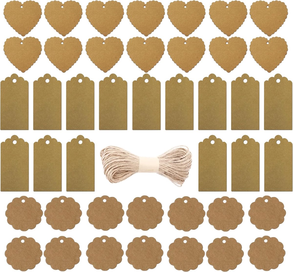 1x XXL cadeaulabelset kerst gemaakt van kraftpapier met labels - labels & koord - jute koord voor cadeau handwerk