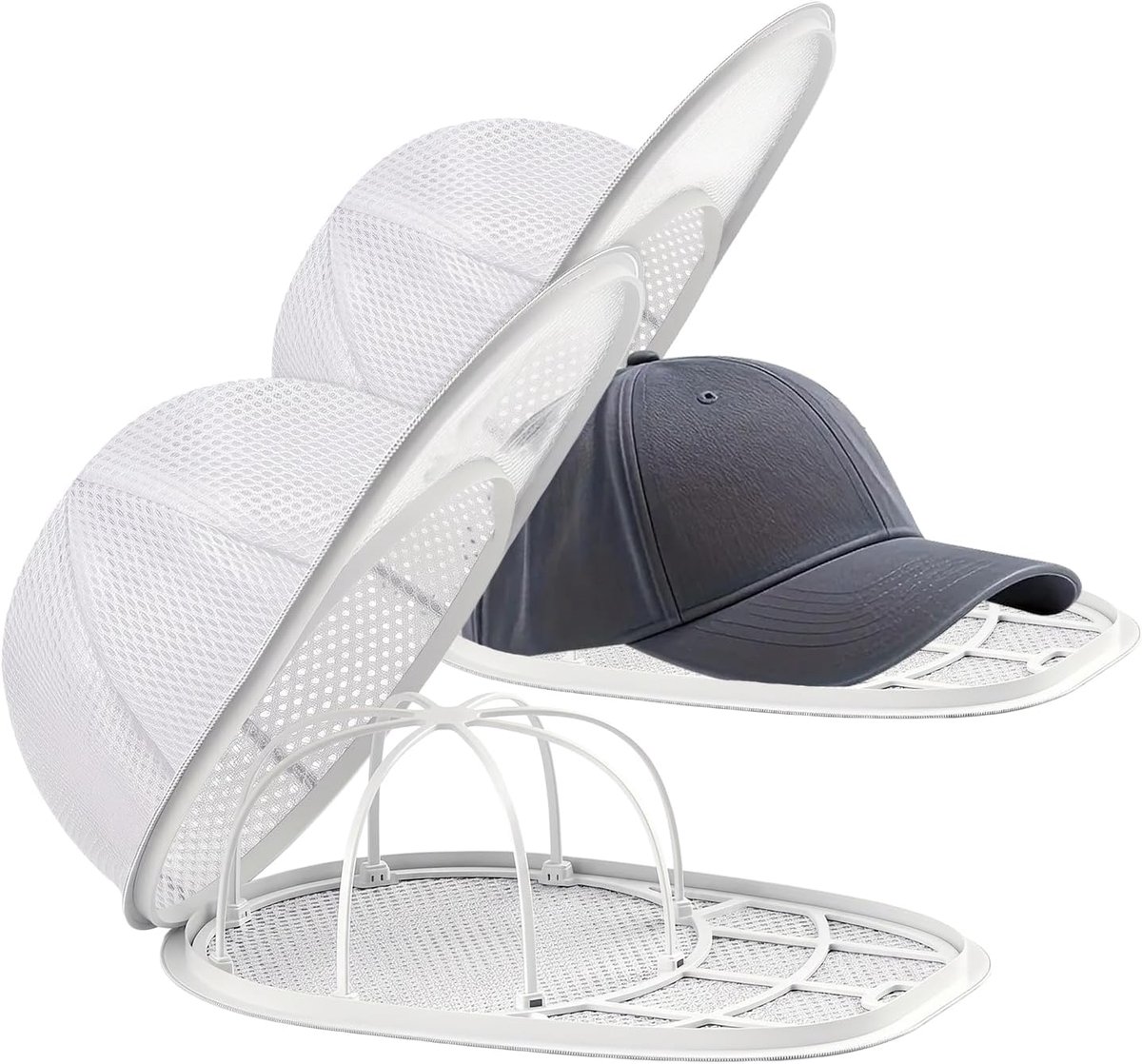 Cap Washer - 2 Stuks - Pettenwasser - Voorkomt Vervorming en Kreukels - Petonderhoud Zonder Vervorming - Pet Houder - voor Baseballpetten, Sportpetten - Pettenwasser voor de wasmachine - wit