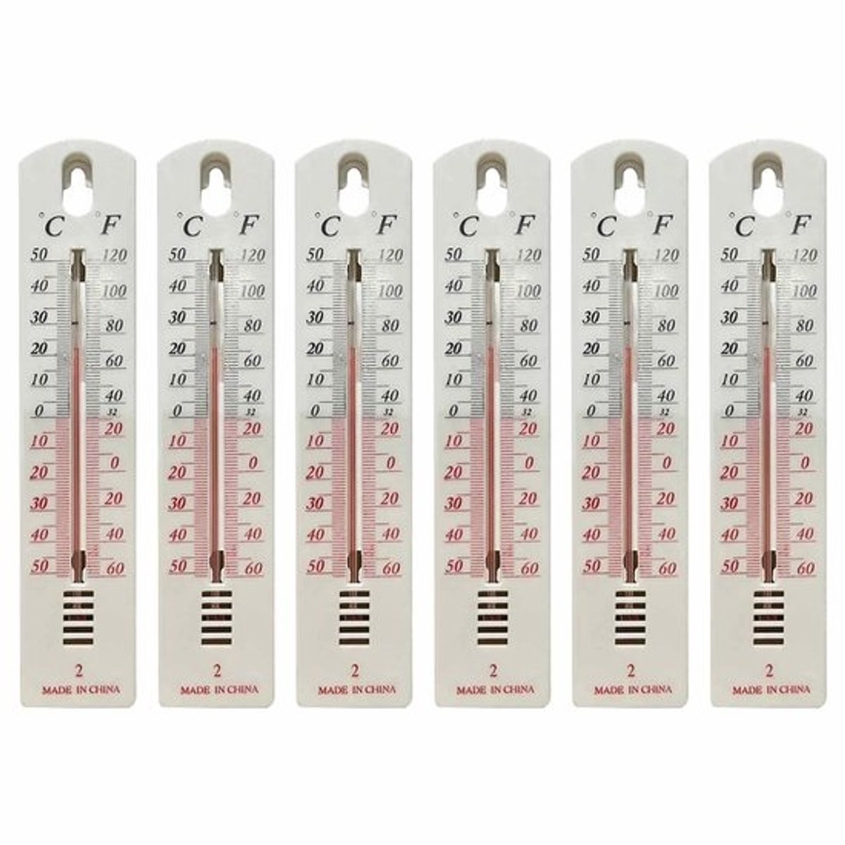 Wandthermometer - set - Binnentemperatuurmeter - Temperatuur bewaken - Nauwkeurige meting - 6 stuks - wit