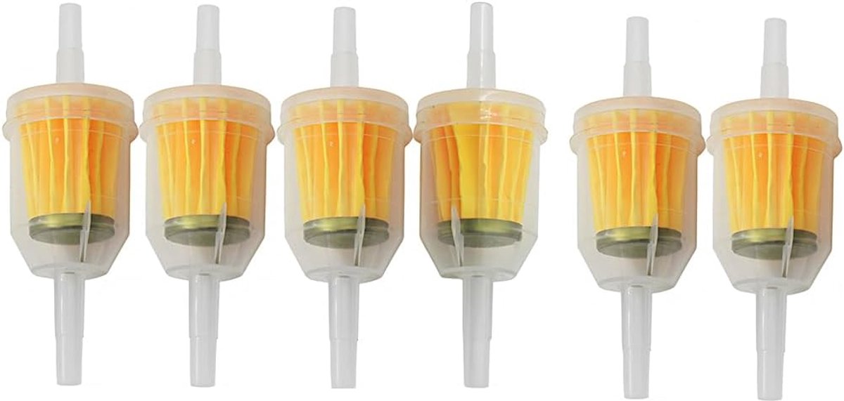 6 stuks universele brandstoffilter, benzinefilterset voor motorfiets, scooter, grasmaaier, bromfiets, auto, in-line - ShopVlot