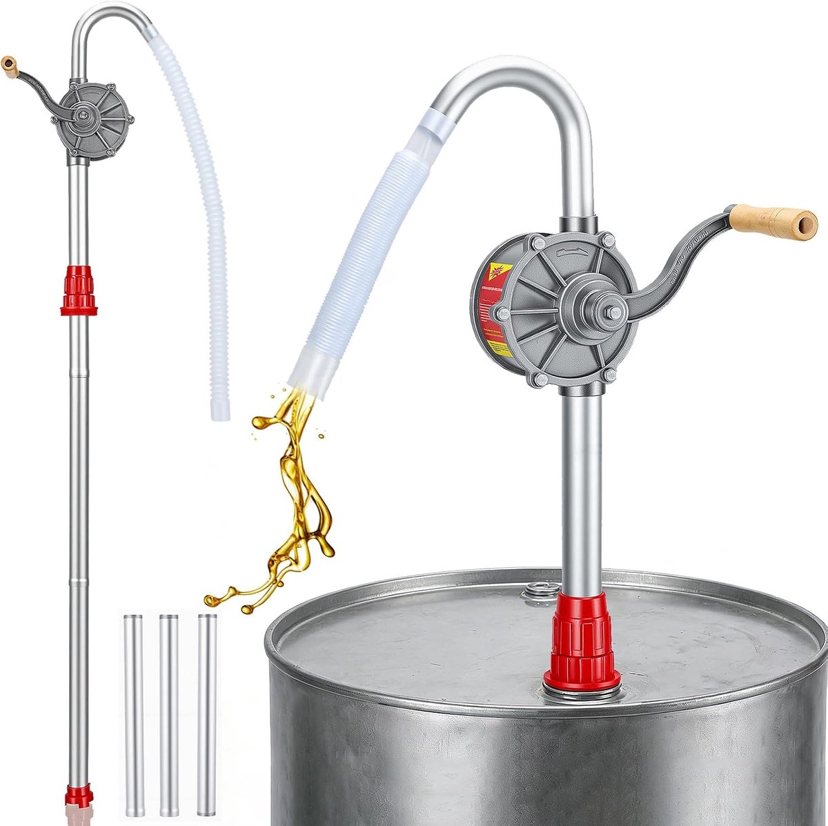 Handslinger vatpomp van aluminium, 3 liter transmissieoliepomp, telescopische oliepomp voor 15-55 gallon vaten, 22,7 - ShopVlot