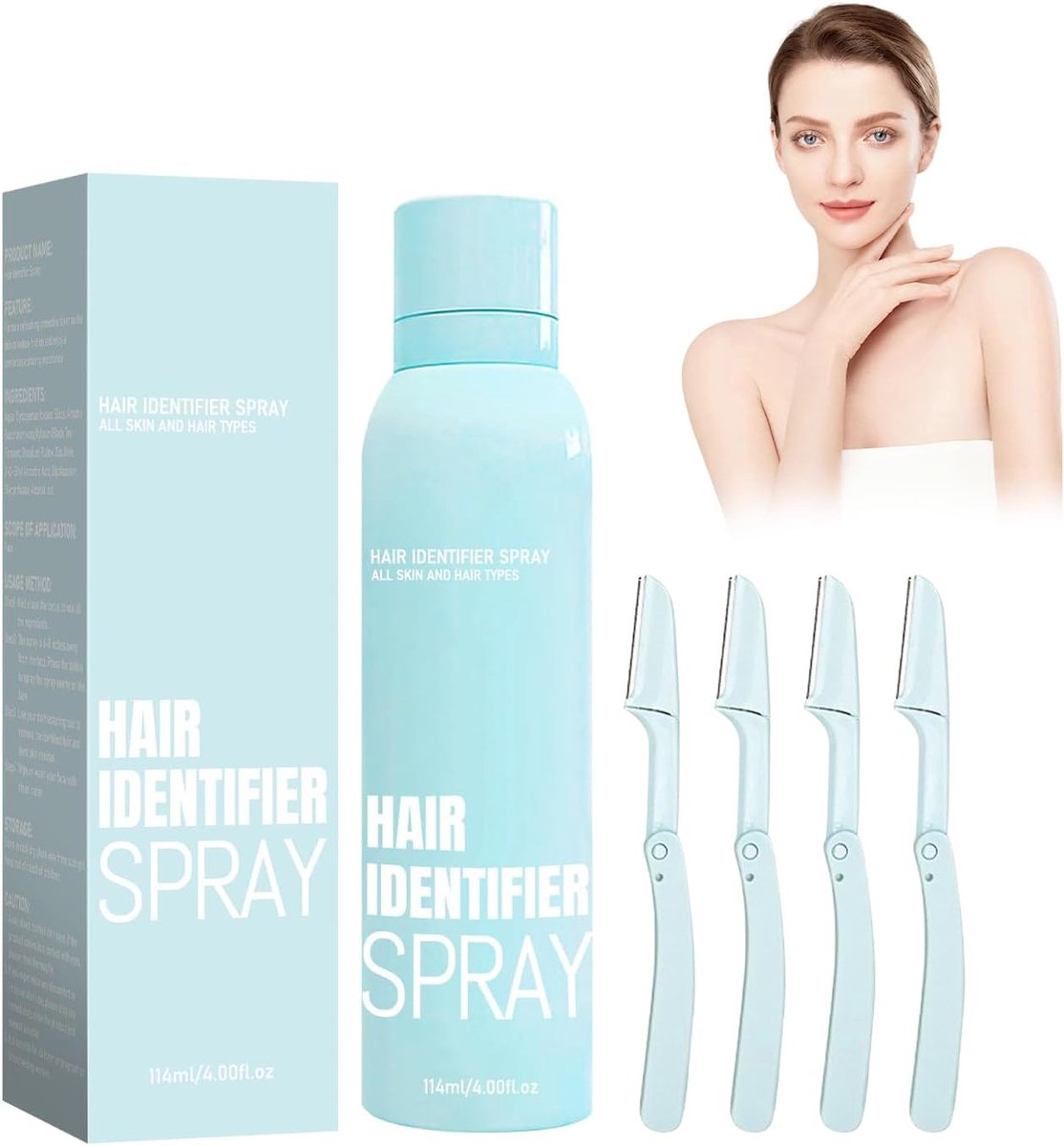 Verzorgingsspray voor lichaamshaarverzorging, Hair Identifier Spray voor gezichtsschering, haaridentificatie- en dermaplaning-spray, lichaamsverzorgingsspray voor dagelijks gebruik, 114 g