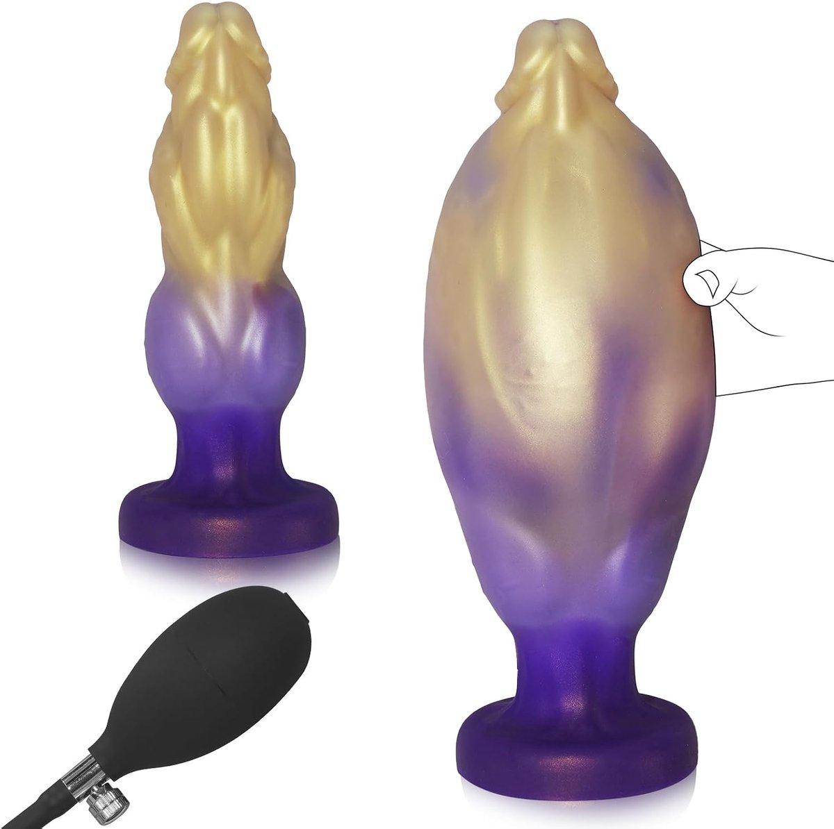 25 cm Opblaasbare Monster Dildo met Instelbare Dikte, Enorme Fantasie Hondenknoop Dildo Dikke Buttplug, Paardenanale Dildo's met Sterke Zuignap, Seksspeeltjes Volwassenen voor Vrouwen Mannen