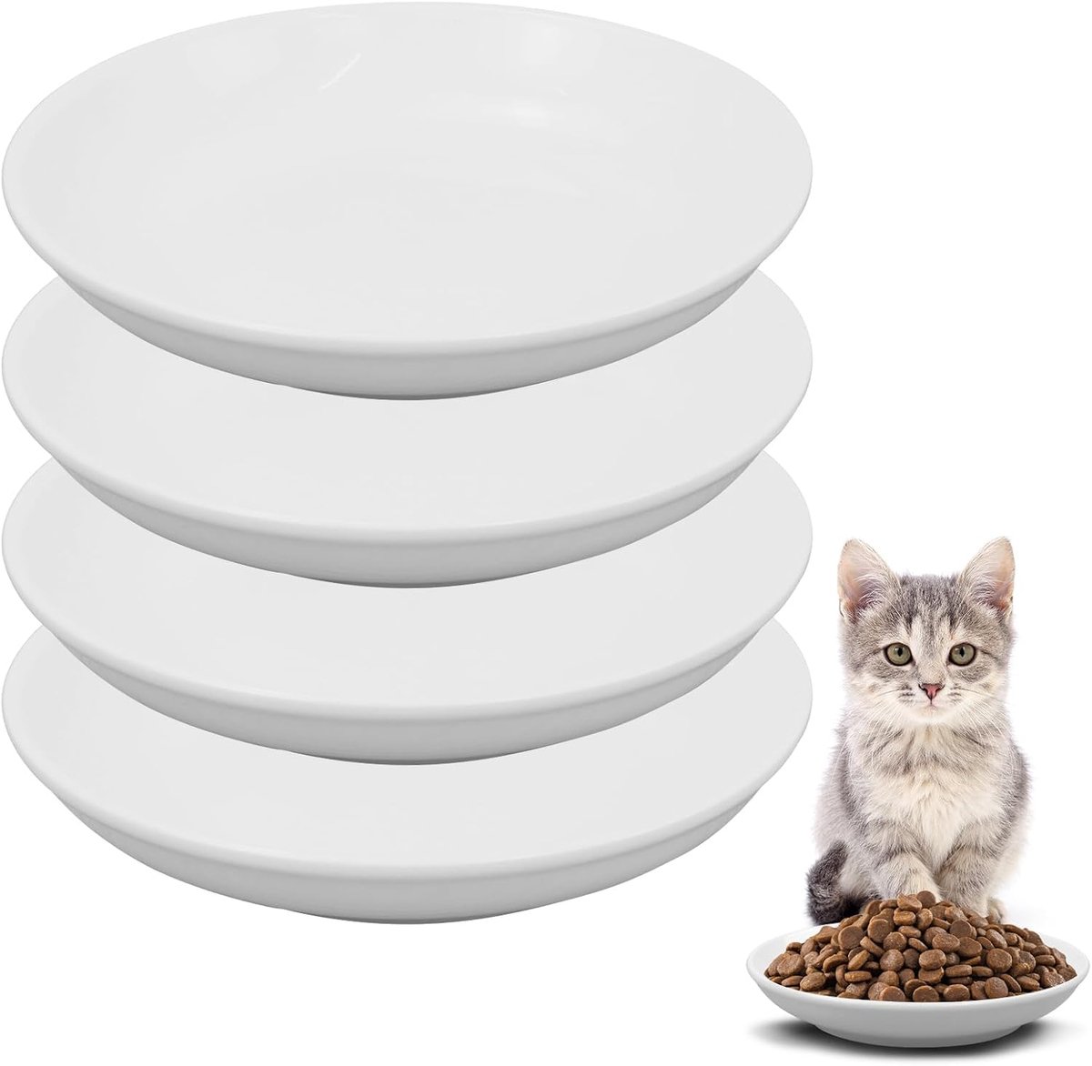 SV 4 stuks voederbakken kat - kattenvoerbak - keramische kattenbak - verhoogde kattenbak - kattenvoerbak - verhoogde voerbak kat