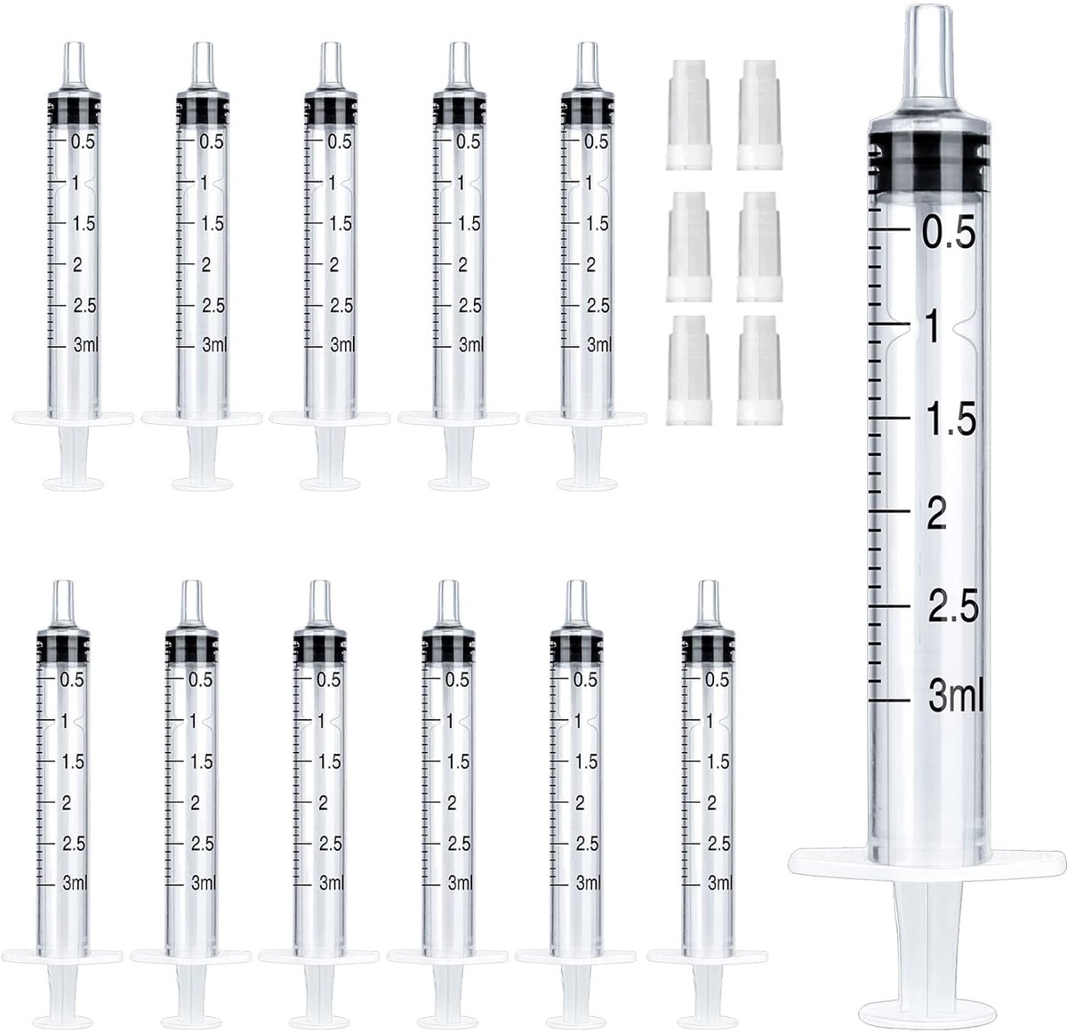 20 stuks 3 ml colostrumspuit met dop, individueel verpakt, naaldloos