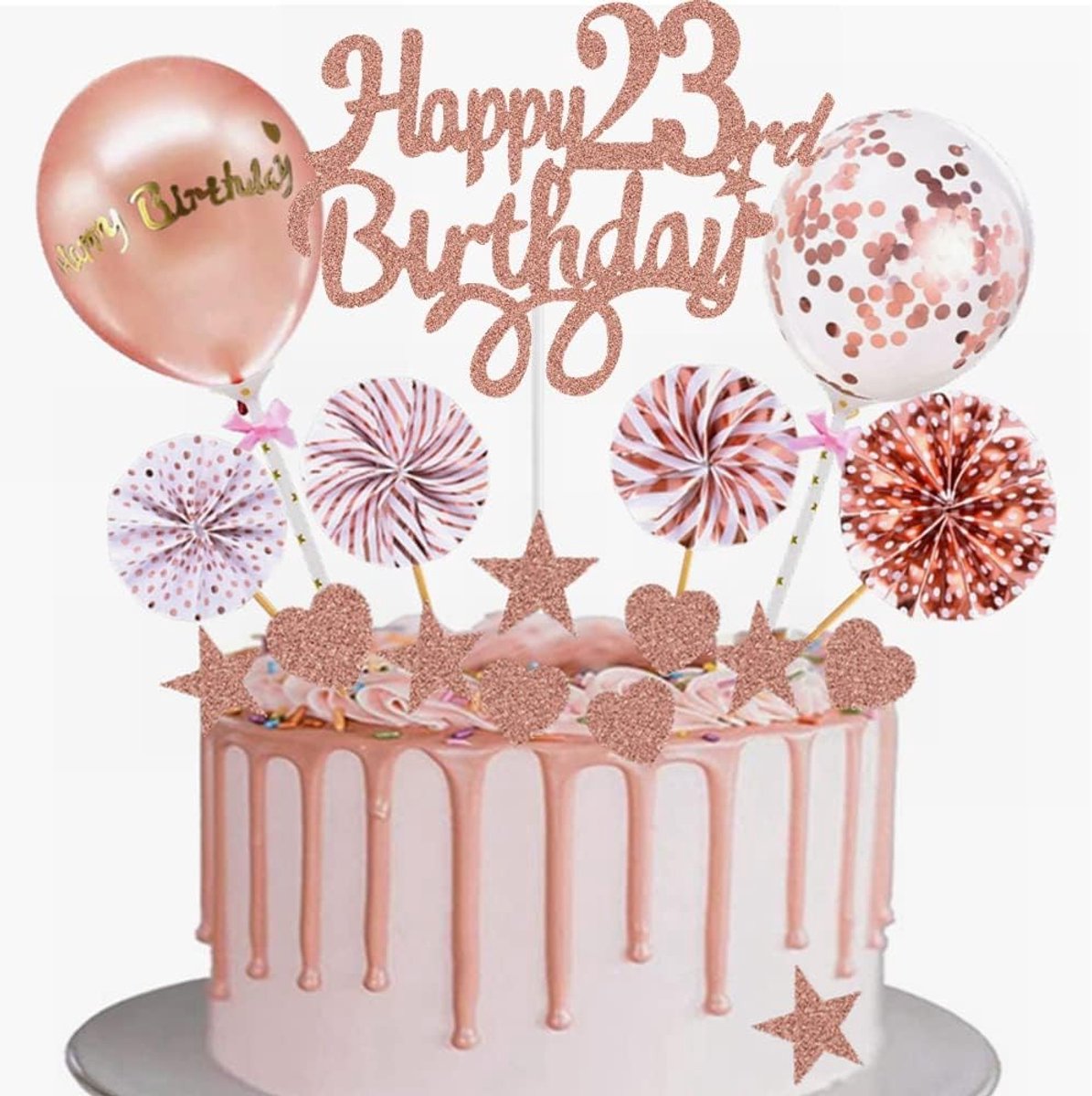 23e verjaardag vrouw gelukkige 23e verjaardag cake roségoud taart 23 jaar vrouw taartdecoratie 23e verjaardag taartdecoratie