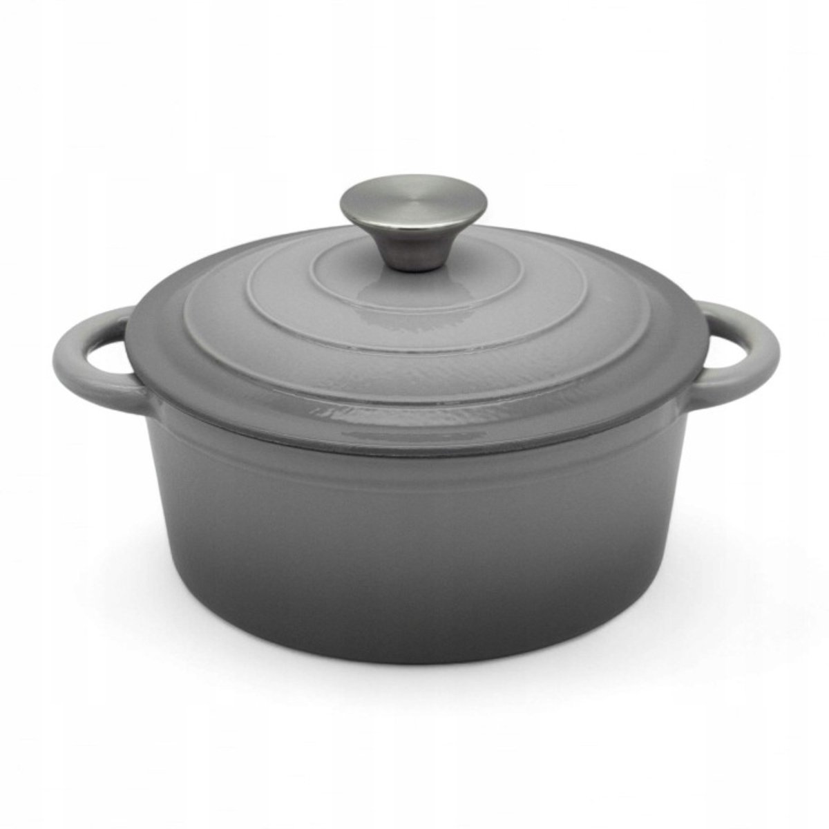 Gietijzeren Braadpan 20 cm – 2 Liter – Braadpan Inductie met Deksel – Geëmailleerde Stoofpan – Grijs