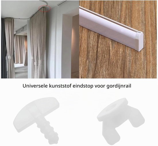 24 stuks gordijnstoppers, kunststof gordijnrailglijders, witte gordijnstops in standaardformaat — afbeelding 4