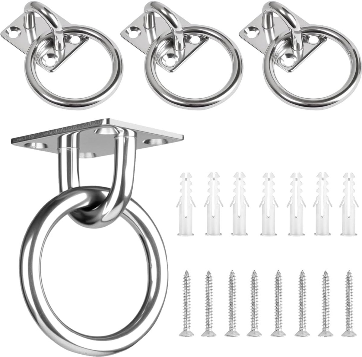 4 Stuks Oogplaat Roestvrij Staal, 40 X 50 mm Oogplaat met Ring M5
