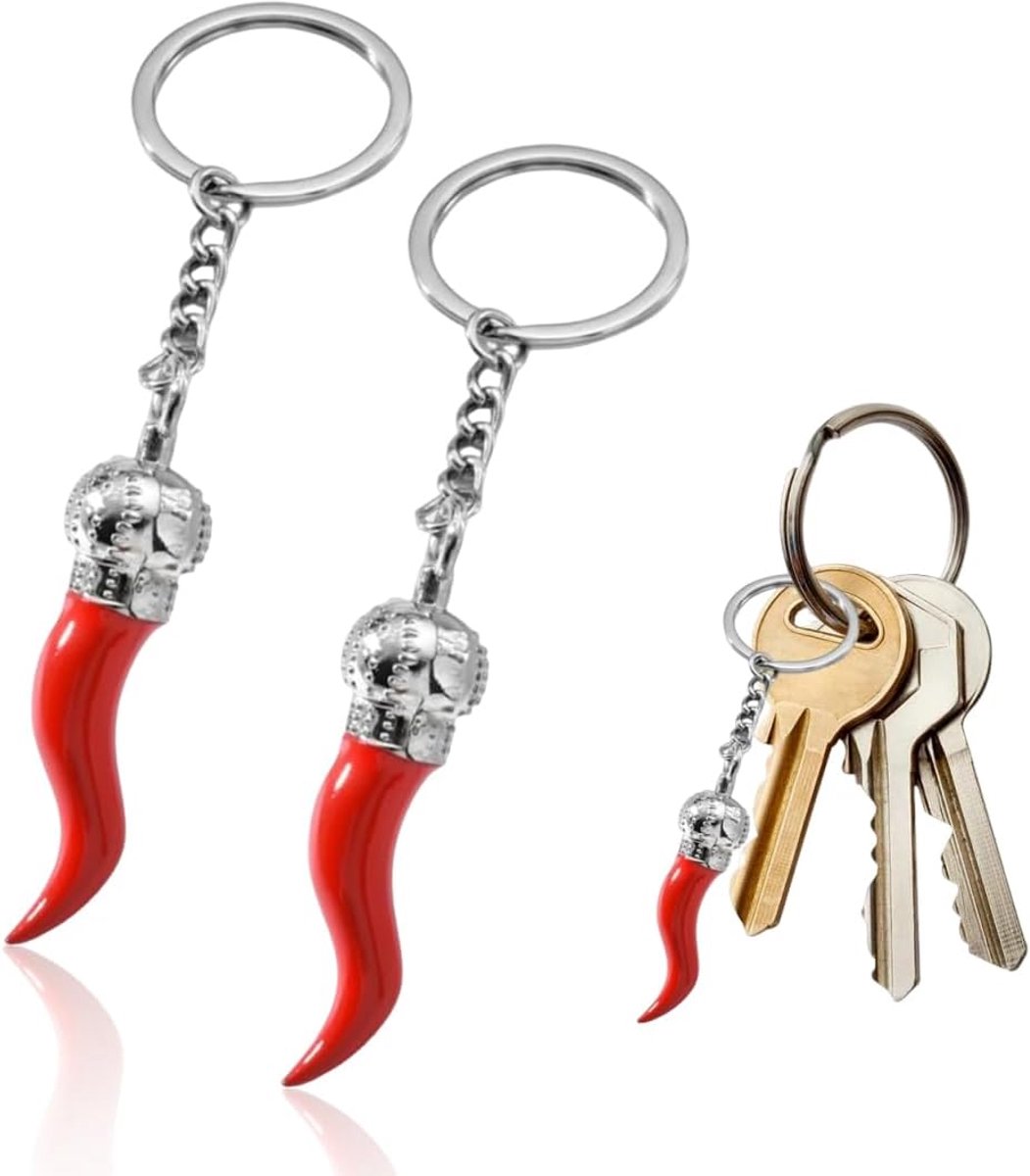 2 stuks gelukshorn cornetto amulet bijgelovige charme, Napolitaanse cornetto sleutelhanger voor auto, motorfiets