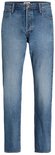 Blauwe denim jeans met knoopsluiting en rechte pijpen.