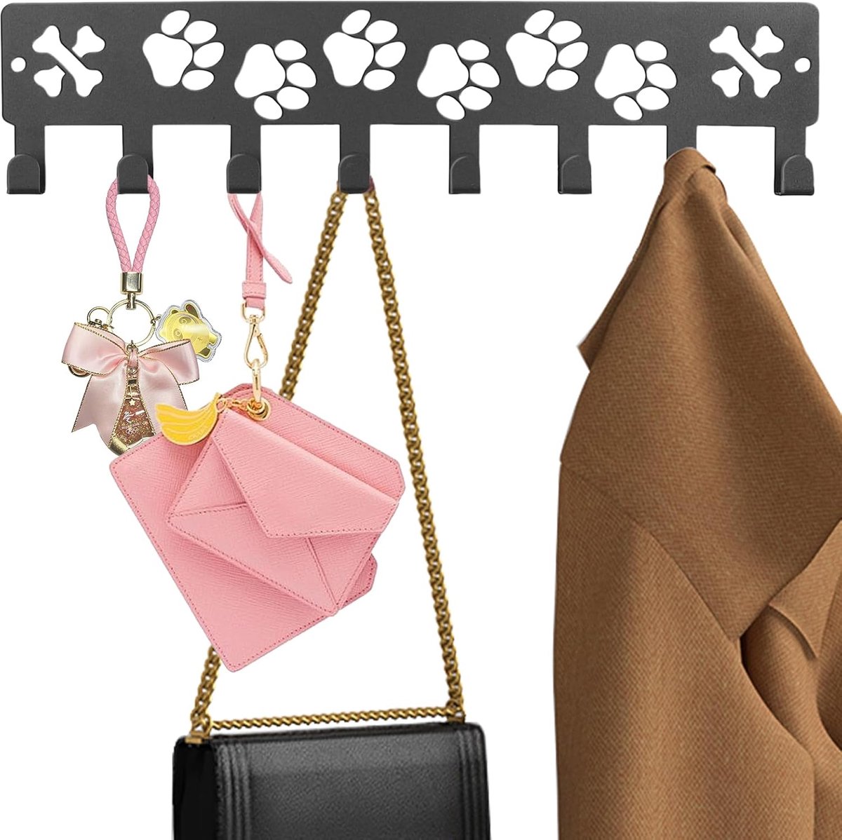Sleutelhaken met 8 haken voor ingang/gang/keukendecor, wandmontage sleutelhanger, sleutelopslag