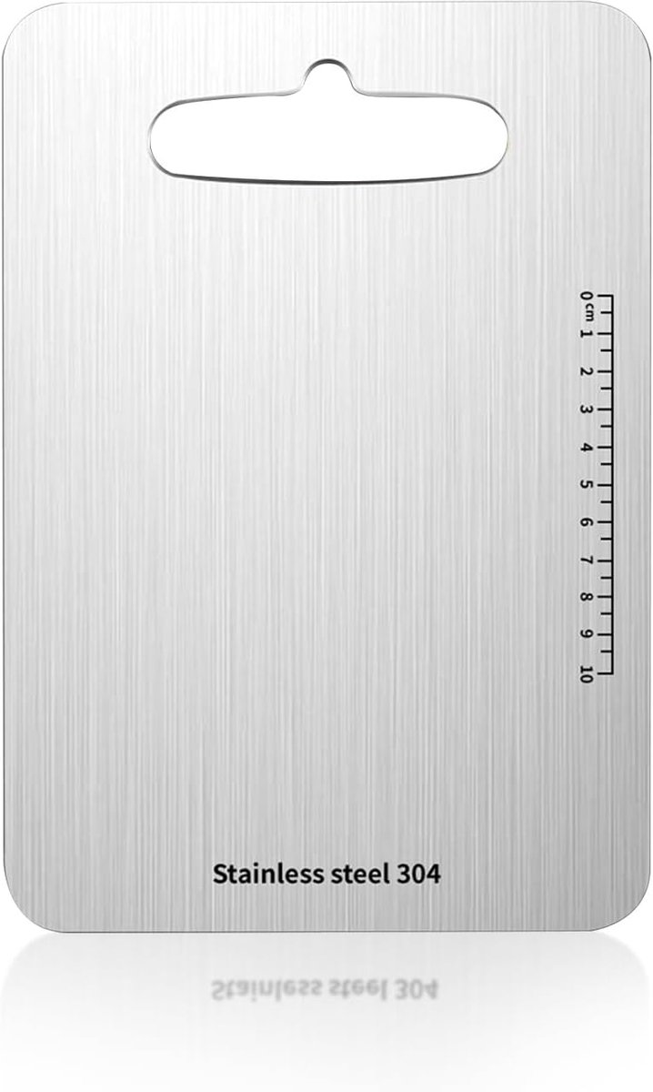 304 roestvrij staal (29 x 20 cm), vaatwasmachinebestendig, met meetschaal en ophanggreep, BPA-vrij, antislip, hygiënisch voor keuken en groenten