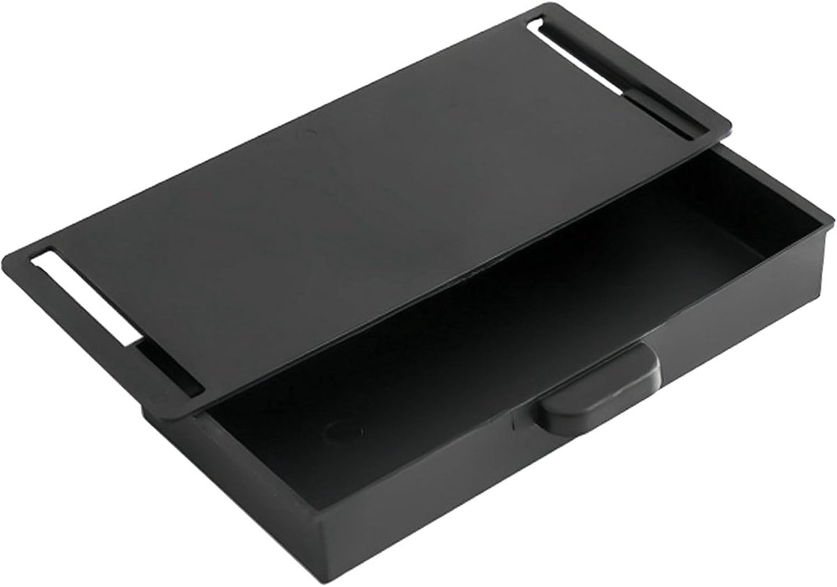Lade organizer, Onder bureau opbergdoos, Uittrekbare zelfklevende lade met sterk draagvermogen voor kantoor thuis office school (zwart)