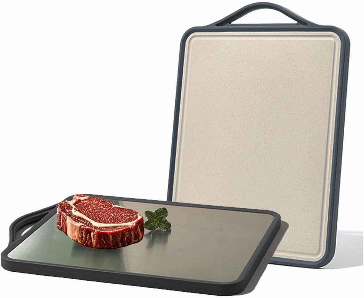 Titanium snijplank en TPU-snijplank, BPA-vrij, z5 cm dik, krasbestendige flexibele snijplanken voor keuken, gripvaste grip, antislip, antibacterieel, timmy, geel