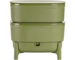 Wormbox voor keuken en balkon, lijkt op turf, designemmer van 100% gerecycled kunststof, volume 30 l, groen
