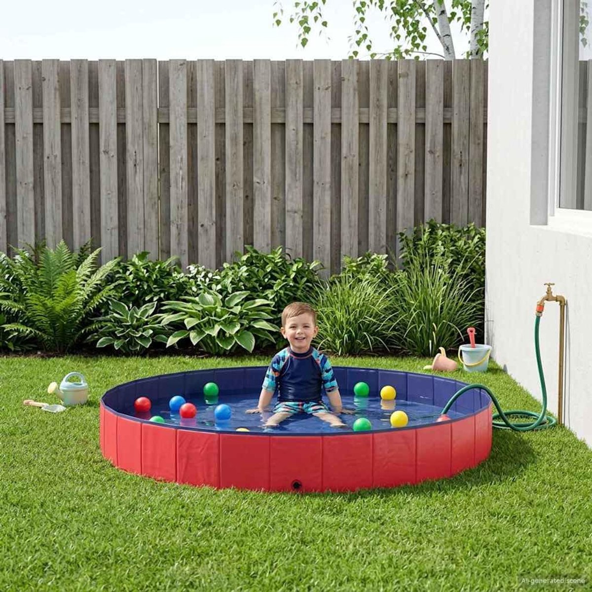 Opvouwbaar, diameter 300 x 38 cm, robuust kinderbadje voor tuin en terras, zwembad voor kinderen en huisdieren