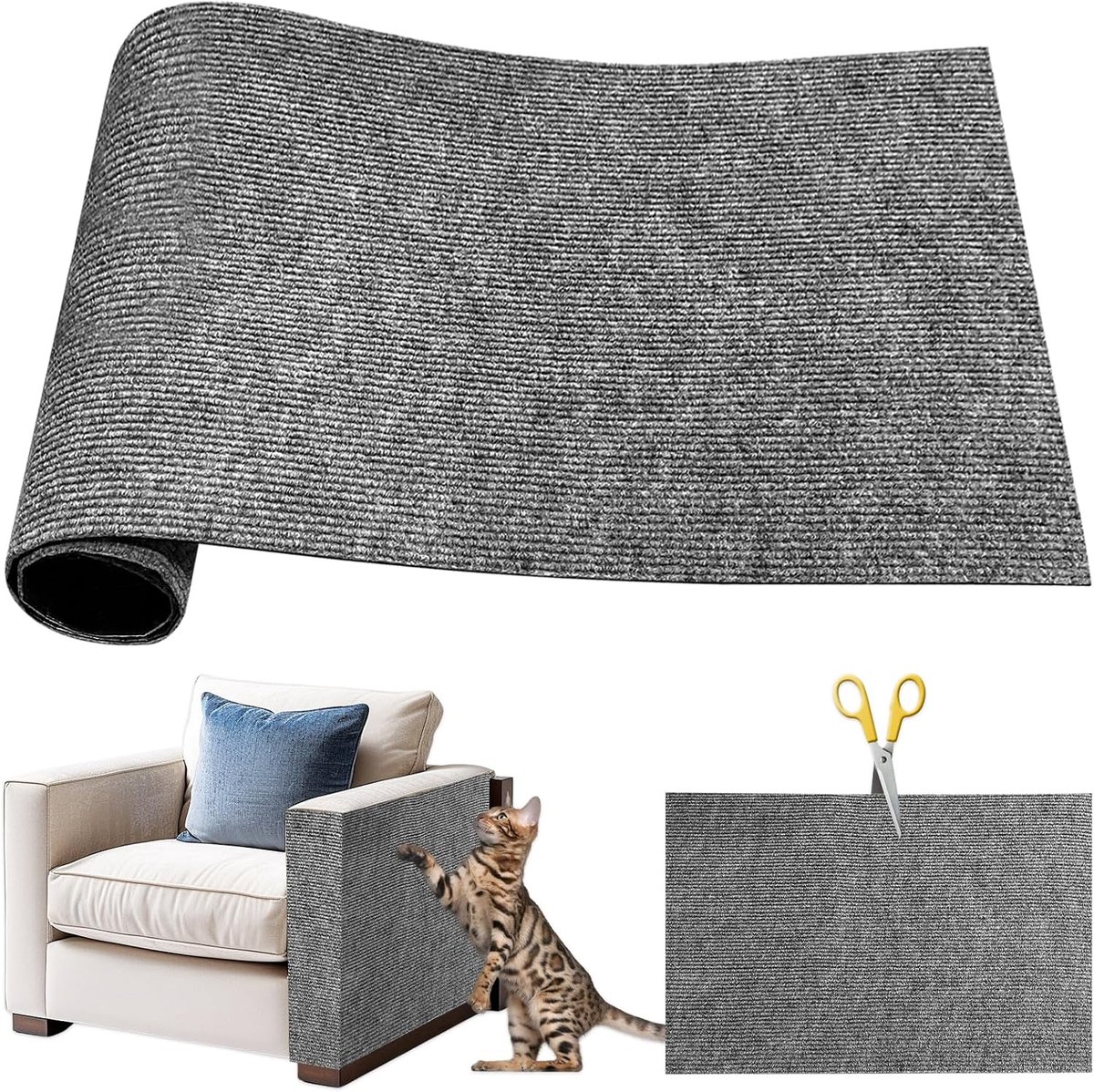 Krabmat voor katten, 40 x 100 cm, zelfklevende krabmat, katten, krabplank, kat, muur, krabmat, kat, bank, doe-het-zelf, gesneden muur, kattenkrabplank, kattenkrabplank, meubelbescherming