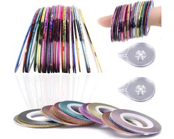 46 rollen nail art strepen tape YUTOU nail striping sticker DIY zelfklevende glitterlijn met 2 stuks nagelbanddispenser voor nail art decoratie stickers DIY