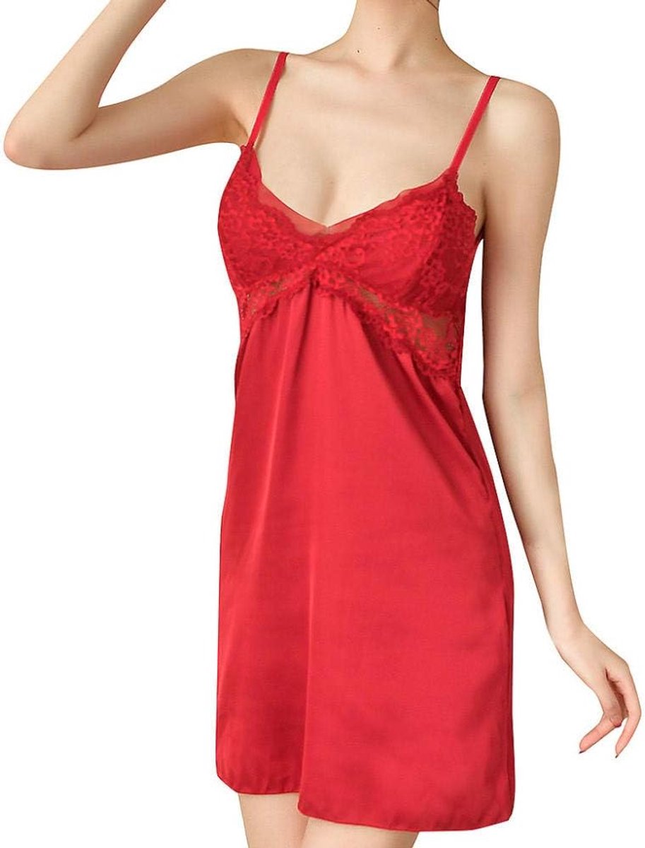 Dameskostuums Vrouwen Sexy Lingerie Satijnen Kant met G-string String Erotische Porno Sex Nachthemd Nachtkleding Sexy Ondergoed-Red_XL