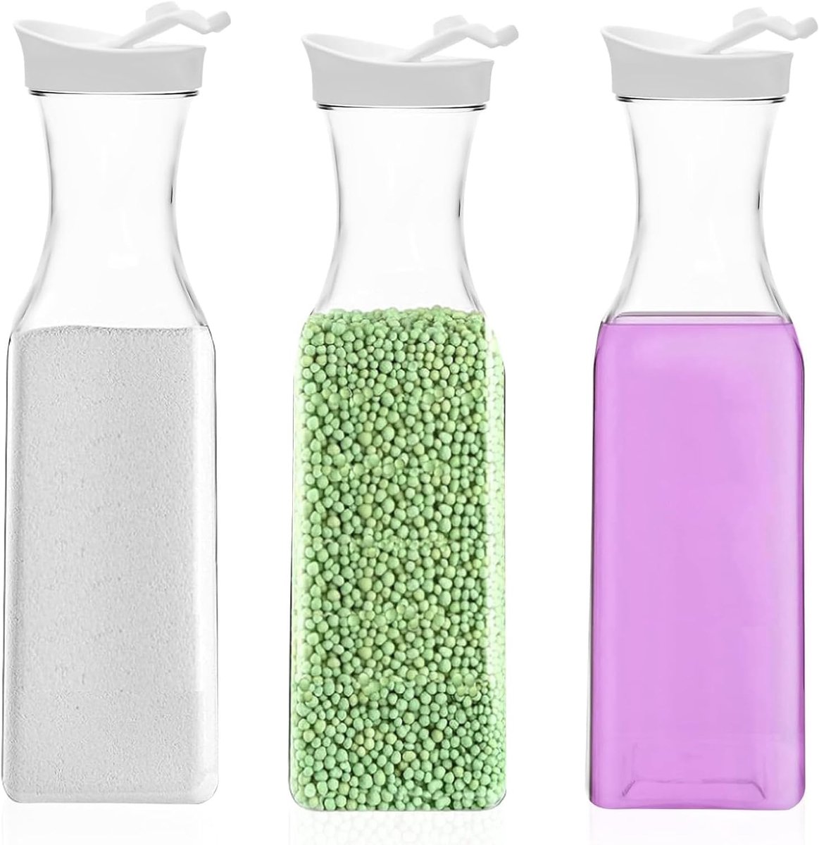 3 stuks, 1,5 l, dispenser voor waspoeder, voor gebruik in wasmiddelen, vloeibaar wasmiddel en geurparels