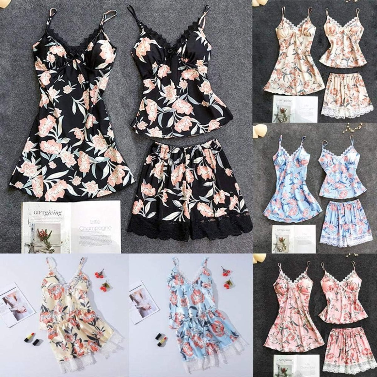 Dameskostuums Sexy Pyjama Dames Kanten Hemdje Shorts Lingerie Nachtkleding Set Pyjama