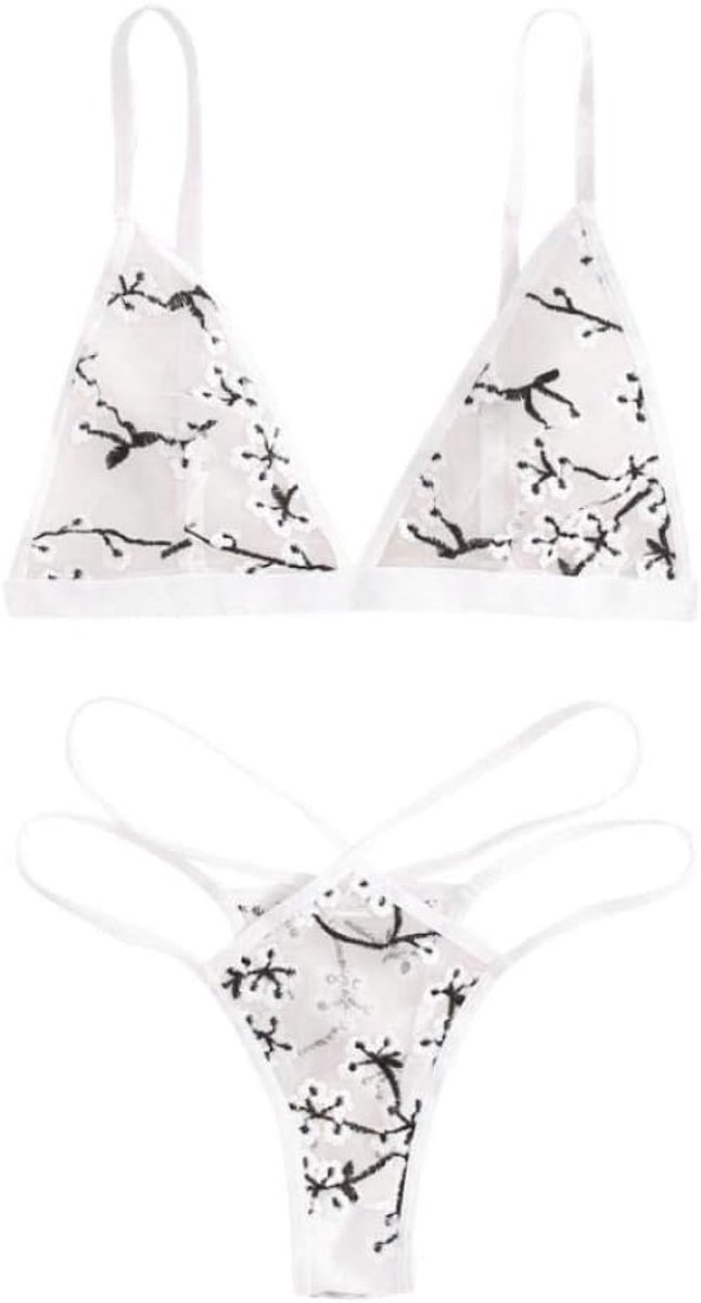 Dameskleding Vrouwen Erotische Lingerie Beha G-String Ondergoed Doorzien Nachtkleding Sexy Borduurwerk Kostuum