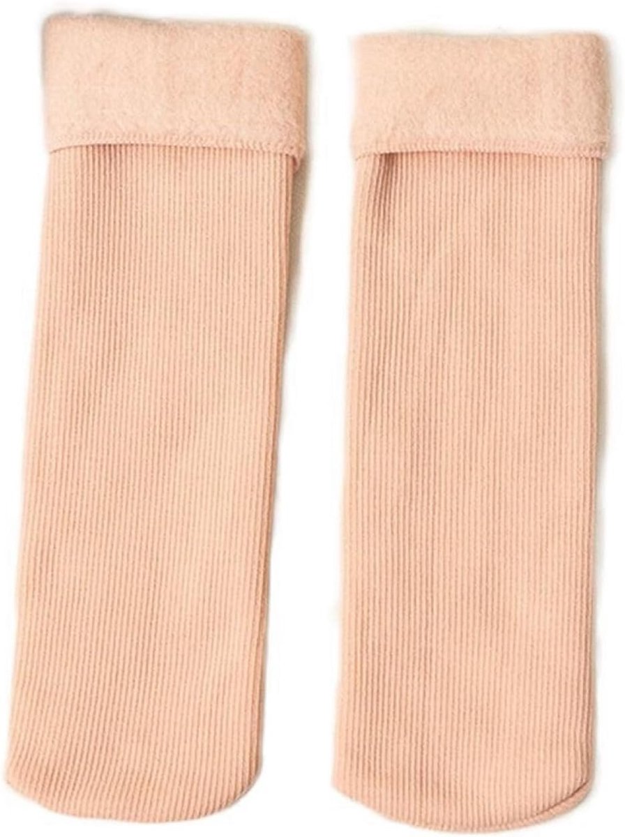 Sokken - 10 Paar Effen Kleur Dames Sokken Plus Fleece Dikke Slaapsokken Gestreept Gebreid Stretch Zacht Outdoor Ski Warm Casual Comfortabele Vloersokken Voor Thuis, 10 Paar Huid