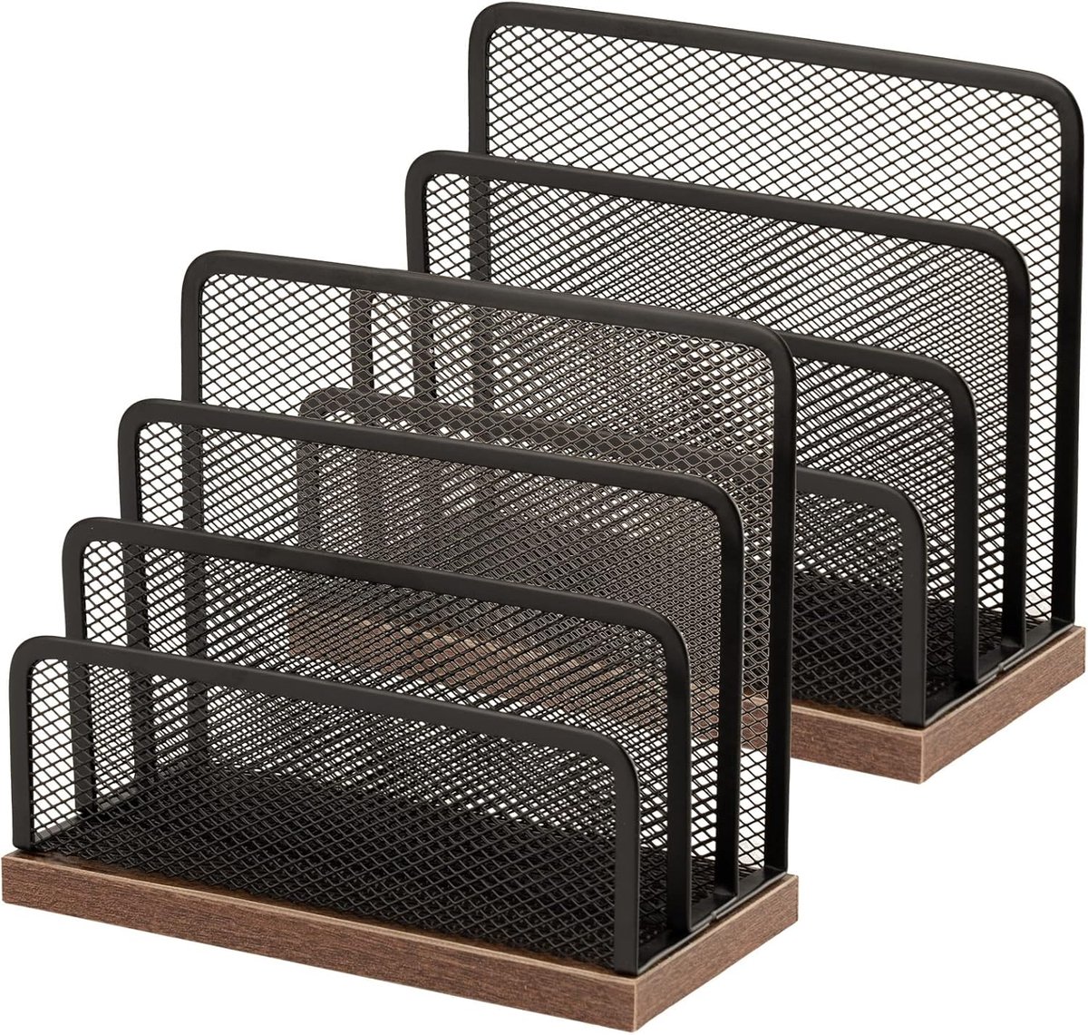 Bureau-postorganizer, bureaubladorganizer, metalen gaas met 3 verticale rechtopstaande compartimenten, postsorteerder, brievenorganizer, rek voor brieven, ansichtkaarten, brochures, posthouder