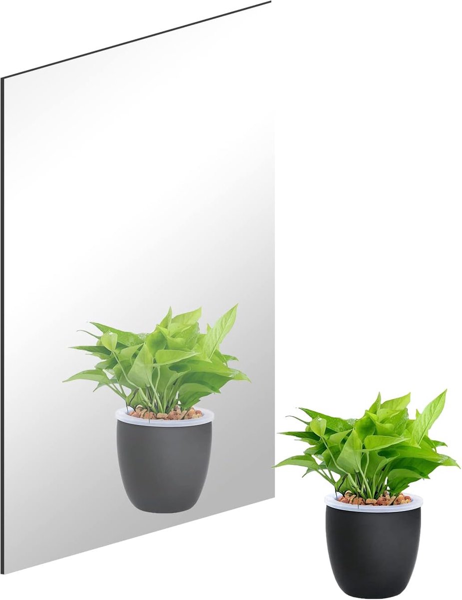 Tegels Frameloos Glas Zelfklevende Stick on Spiegel voor Badkamer, Woonkamer, Slaapkamer, Deur (30 x 21 cm)