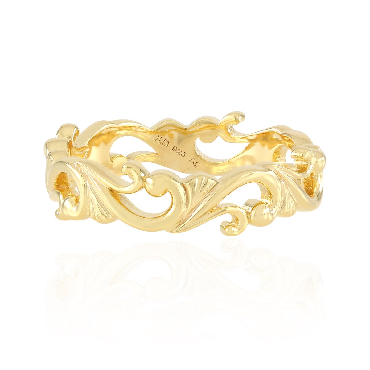 Cavill - Elegante 925 Sterlingzilver Damesring - 18K Goud Verguld - Filigrain Design - Stijlvolle Modieuze Ring 21x21 mm