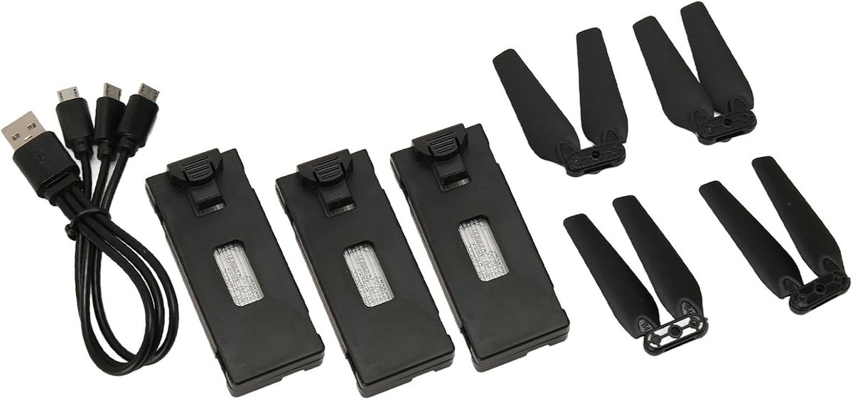 3PCS 3.7V 1800mAh Drone Batterij met Propellerbladen voor E88 E525 E99 E99PRO P1 K3 S1, Plug en Play RC UAV Batterij
