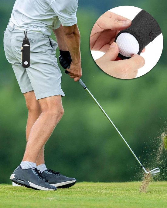 Golftassen, verpakking met 2 zakken voor het reinigen van golfballen, draagbare wastas met gespen, perfect cadeau-idee voor golfers, tas voor het dragen van 3 golfballen, 3 theeën — afbeelding 3
