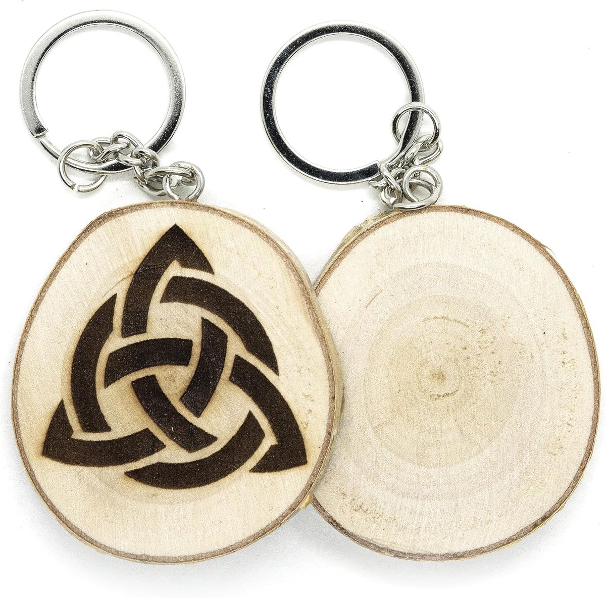 Sleutelhanger van natuurlijk hout met Keltische knoop, energie van het leven, Beige, Eén maat