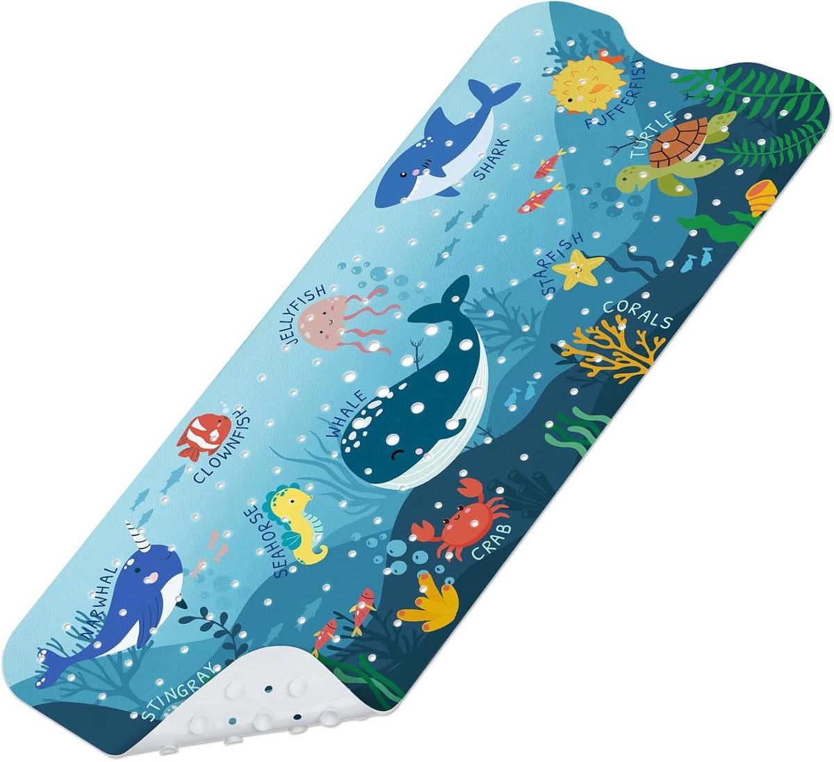 Badmat voor kinderen, antislip, 100 x 40 cm, zeedieren