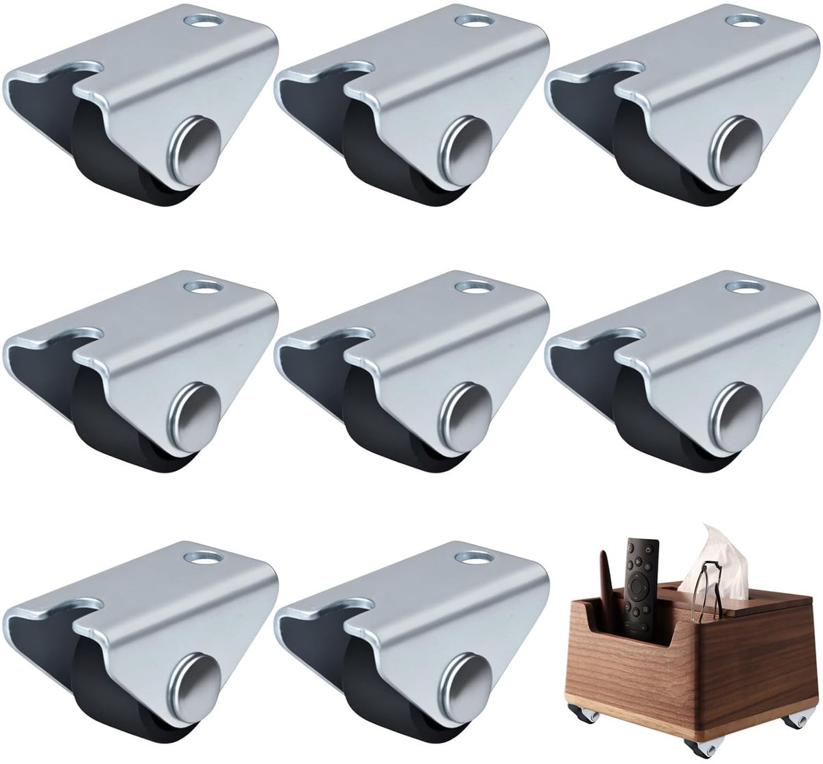 15 mm (8 stuks) - Niet-draaibare en vaste meubelwieltjes - Kleine wieltjes van 0,5 inch voor meubels - Transportwieltjes van verdikt PP, richtingsvast, stil en vloervriendelijk (zwart)