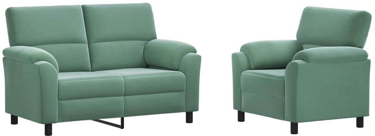 vidaXL Bankstel - 2 - pcs - Zeegroen - fluweel