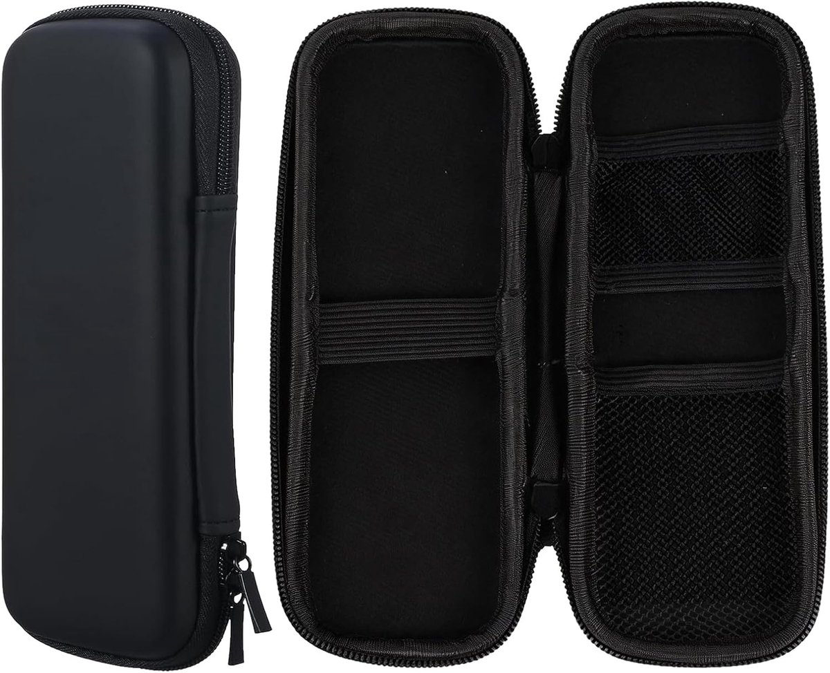 SnelShoppen - Small Pencil Case Hard Case, Waterdichte Pennenbak met Compartimenten, Organizer Make-up Tas voor Jongens en Meisjes, 20 x 7.5 cm, Zwart