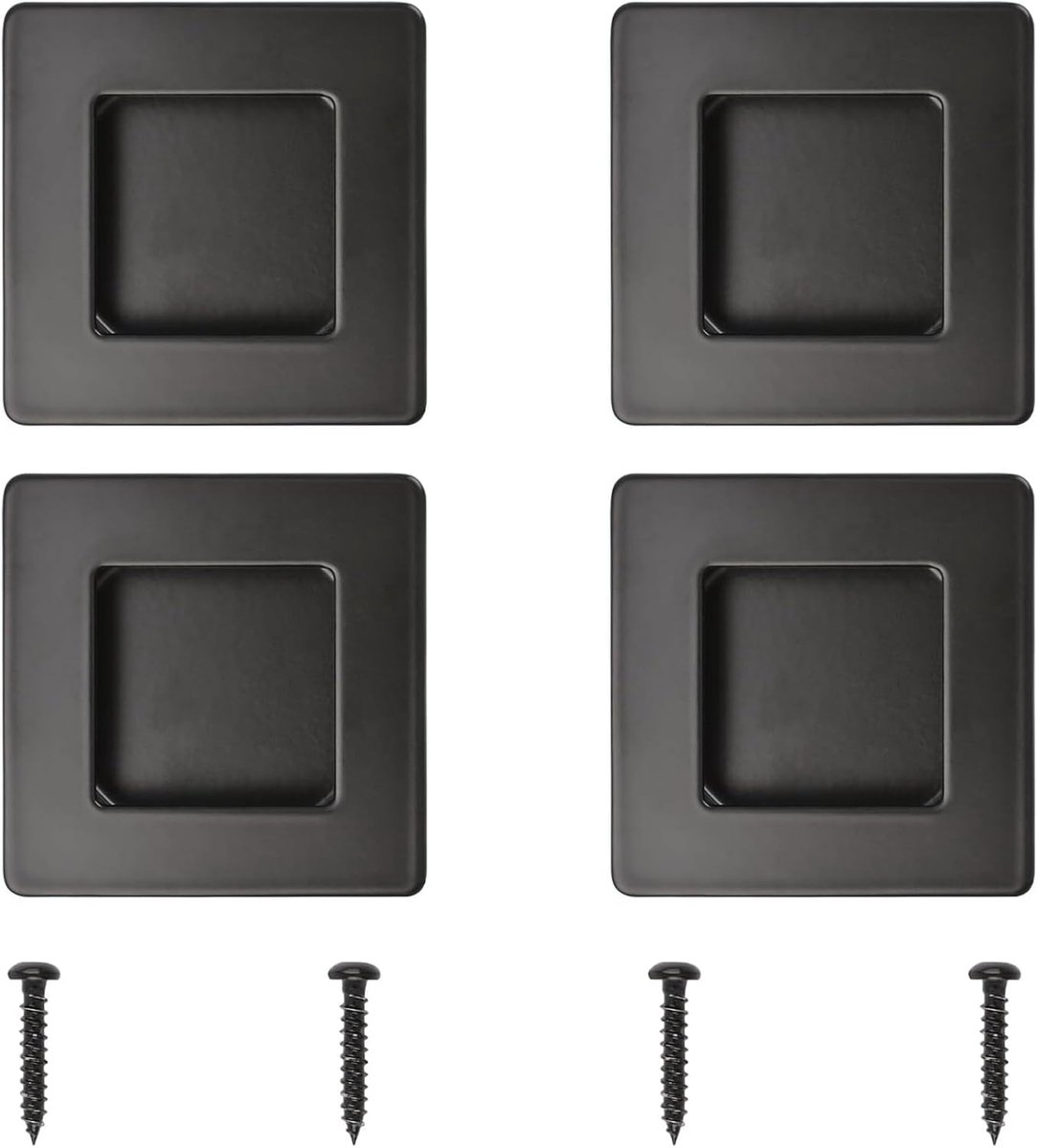 Ingebouwde Deurgrepen 70mm - RVS Matte Zwart - Vierkant Sleufgat - Geschikt voor Kasten en Deuren - ShopVlot