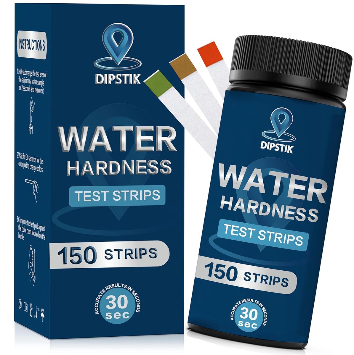 SnelShoppen - Waterhardheid Testkit - 150 Strips voor Drinkwater, Putwater, Waterontharder, Vaatwasser, Zwembad, Spa, 0-425 PPM