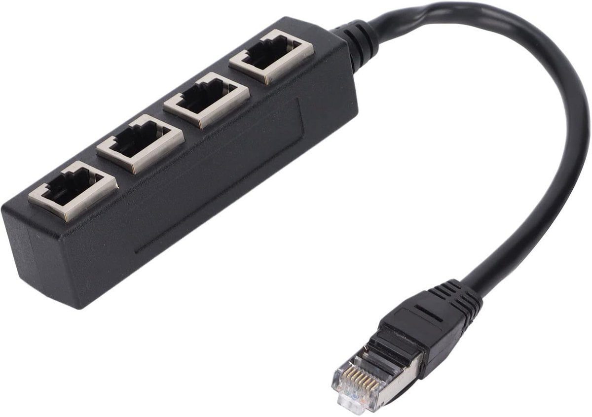 RJ45 Ethernet Adapter Kabel 1 naar 4 - 1M Kabel - CAT7 Splitter - Ideaal voor netwerkuitbreiding - ShopVlot