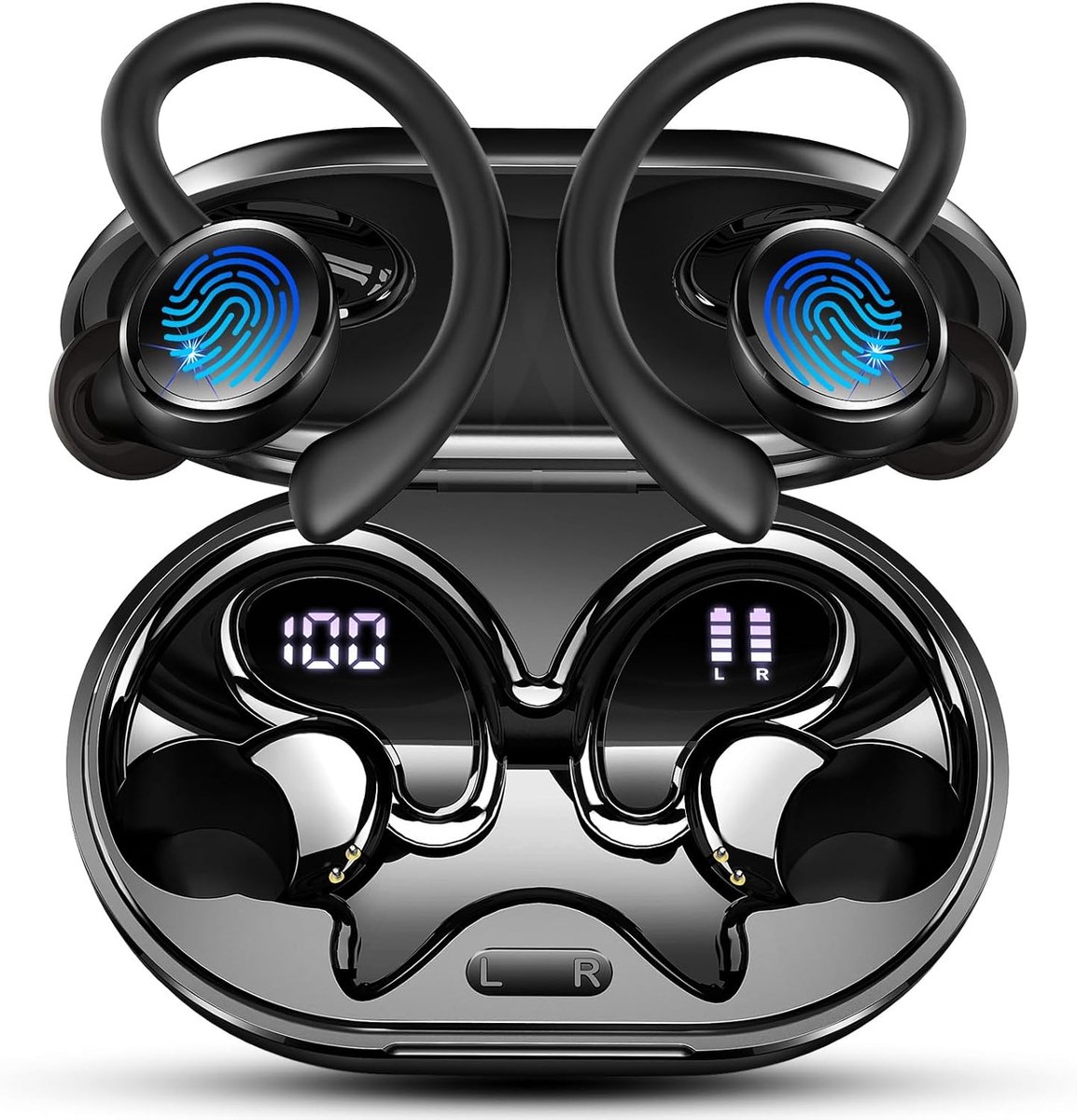SnelShoppen - Draadloze Hoofdtelefoon Bluetooth 5.4, In-Ear, 50 uur Speeltijd, IP7 Waterdicht, Ruisonderdrukkende Microfoons, Hifi Stereo, Perfect voo