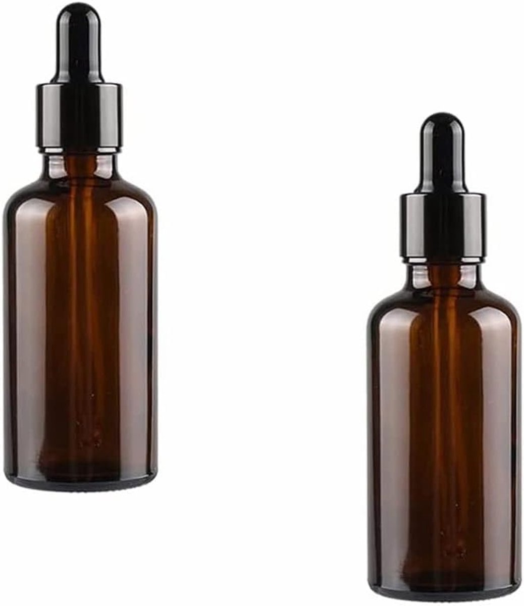 2 Bruinglazen Druppelflesjes met Pipet 50 ml