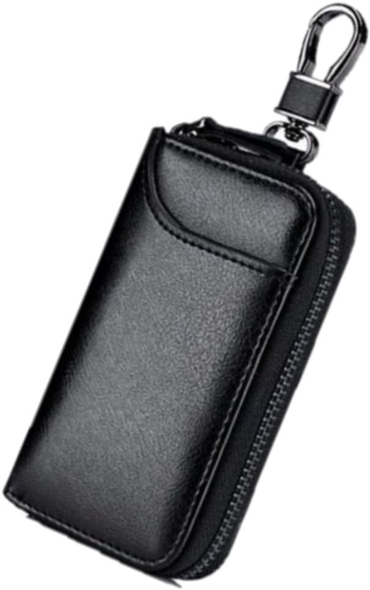 Sleutelhanger, etui voor autosleutelhanger met 6 haken om vast te klikken voor dames en heren, haken en zakken, zwart
